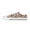 Skull Bone Rose Print Design LKS303 Women's White Low Top Shoes