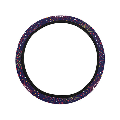 Firework Flower Style Print Design LKS302 Steering Wheel Cover with Elastic Edge