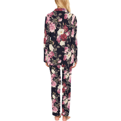 Rose Pattern Women's Long Pajama Set