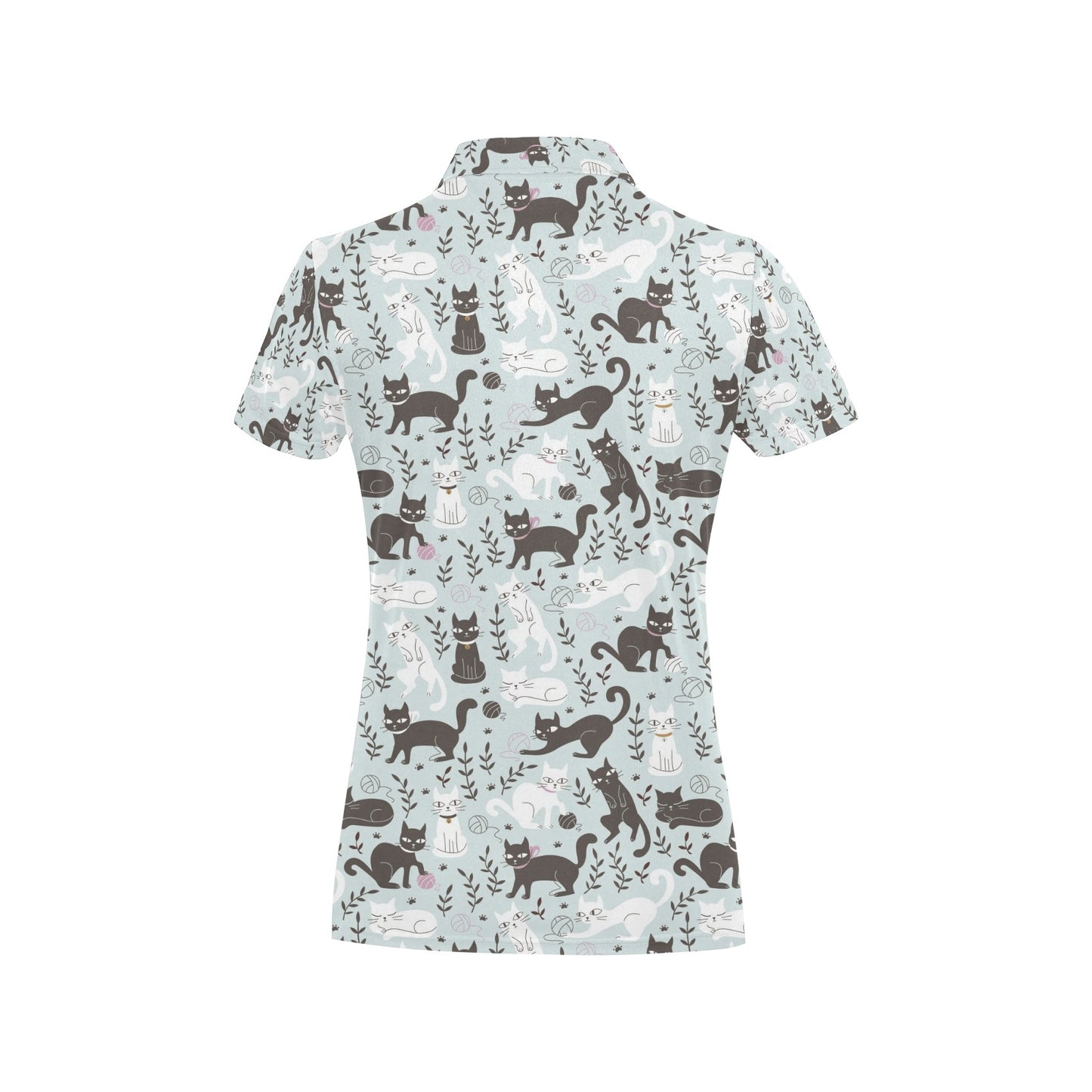 Cat Pattern Print Design 08 Women's Polo Shirt