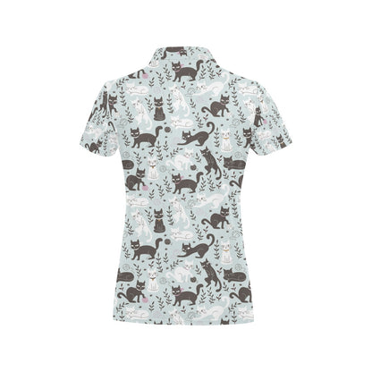 Cat Pattern Print Design 08 Women's Polo Shirt