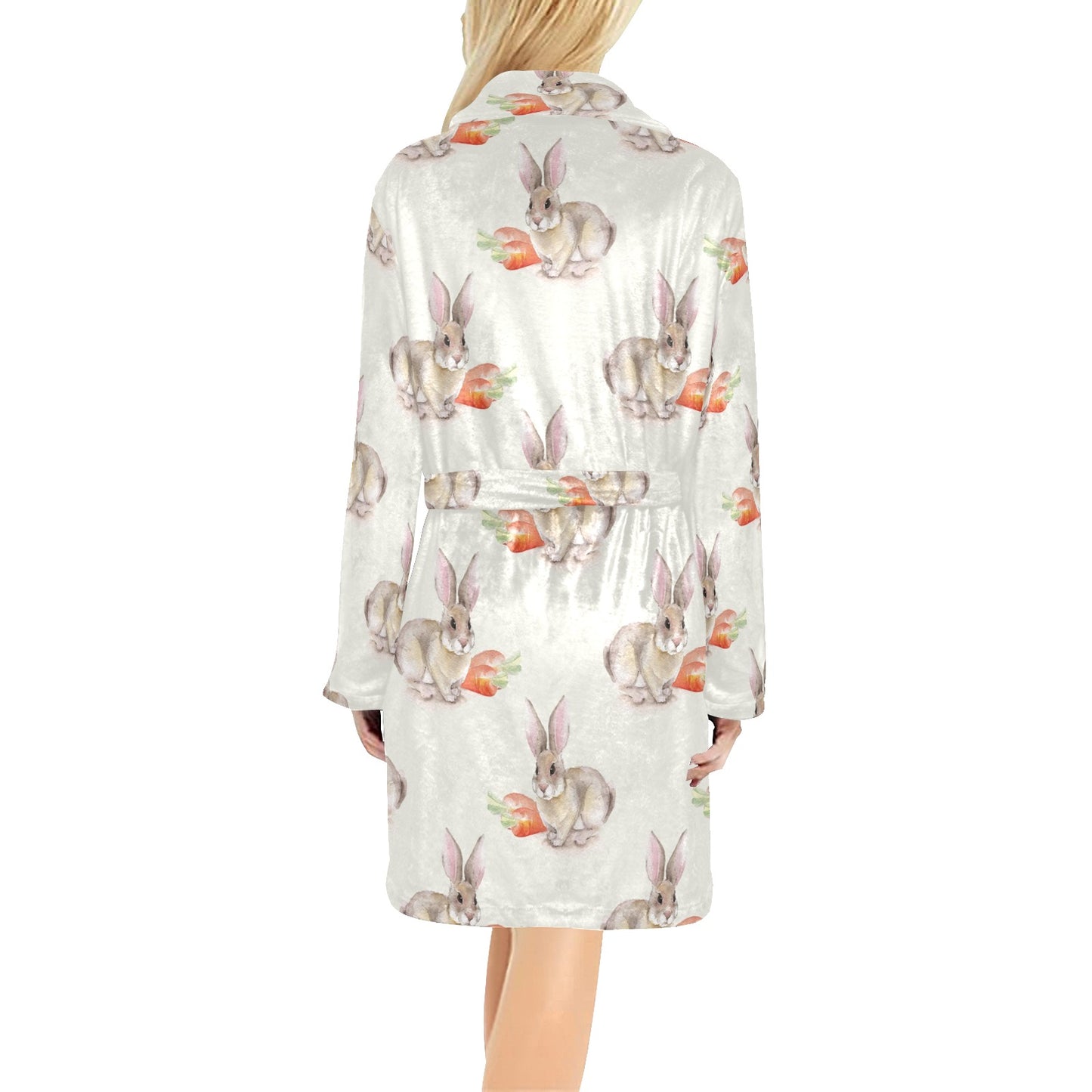 Rabbit Pattern Print Design 01 Women's Fleece Robe