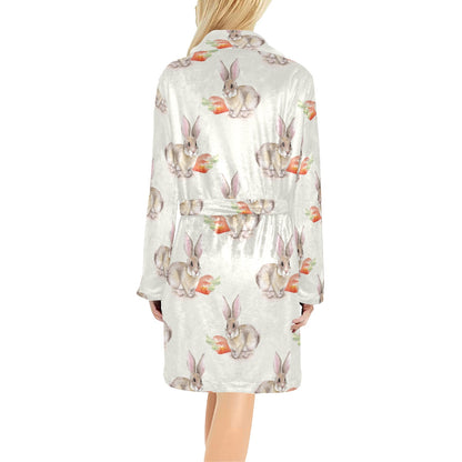 Rabbit Pattern Print Design 01 Women's Fleece Robe