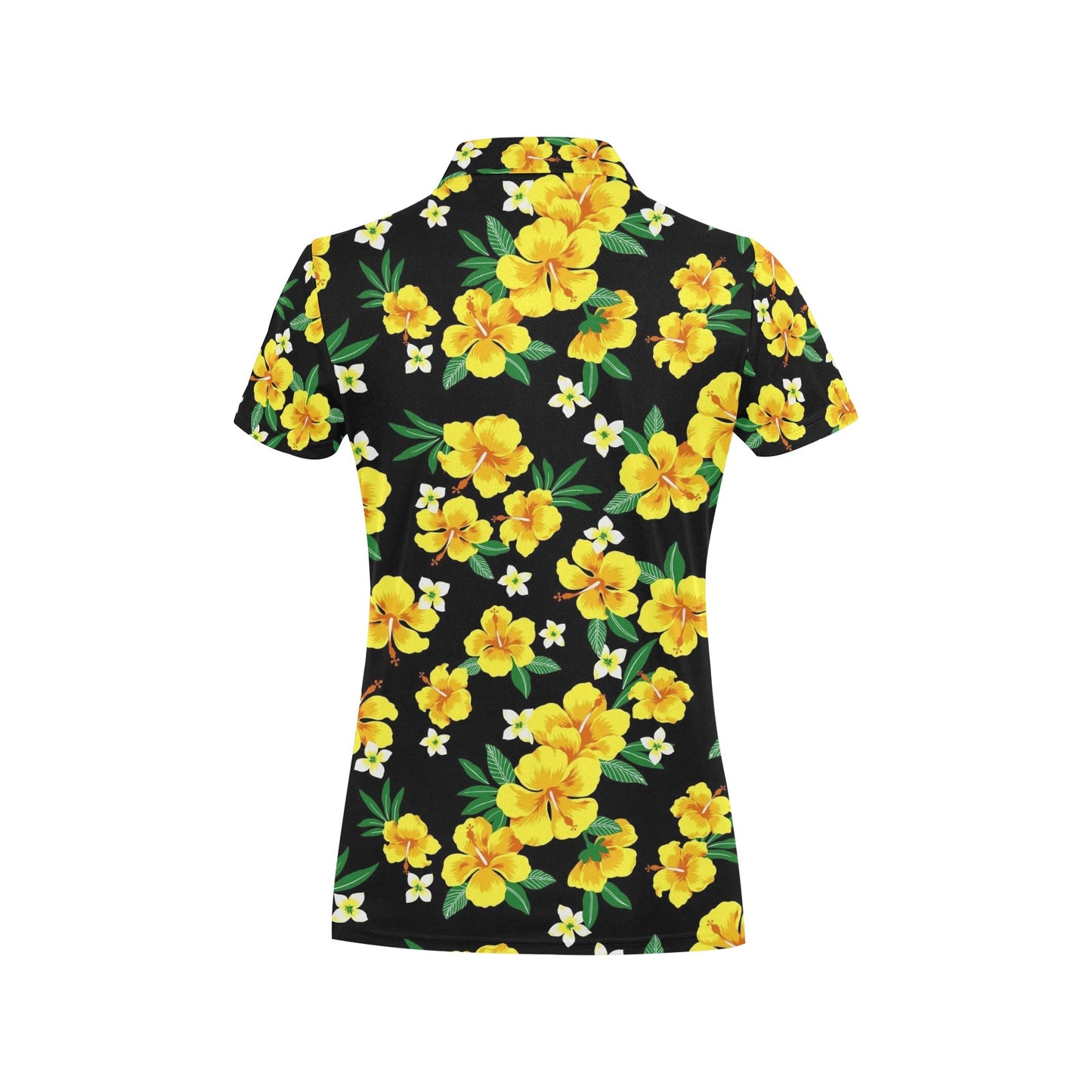 Yellow Hibiscus Pattern Print Design HB08 Women's Polo Shirt