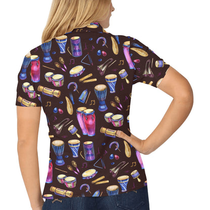 Percussion Neon Pattern Print Design 04 Women's Polo Shirt