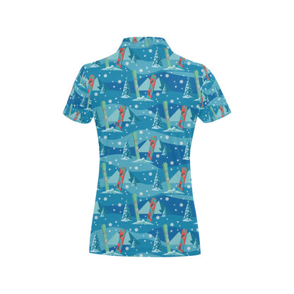 Snowboard Print Design LKS301 Women's Polo Shirt
