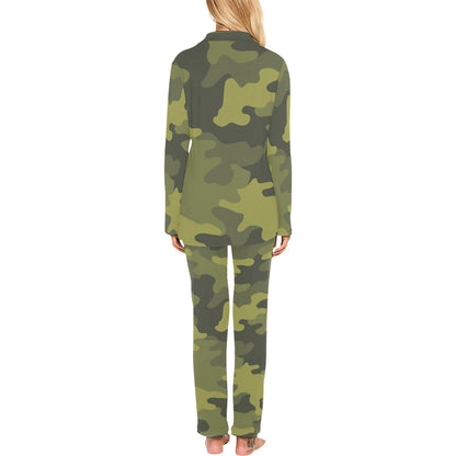 Military Camouflage Pattern Print Design 02 Women's Long Pajama Set