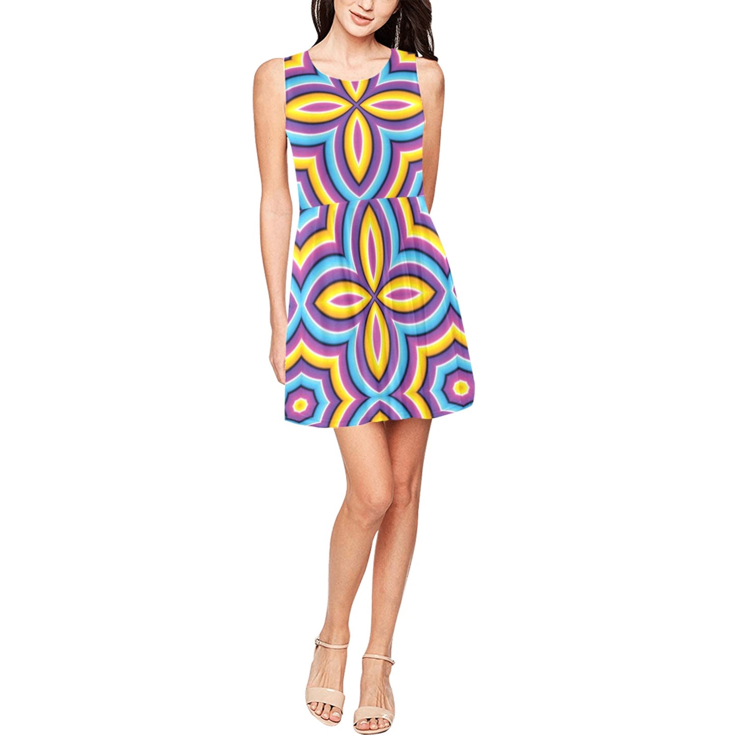 Optical illusion Pattern Print Design A03 Sleeveless Dress