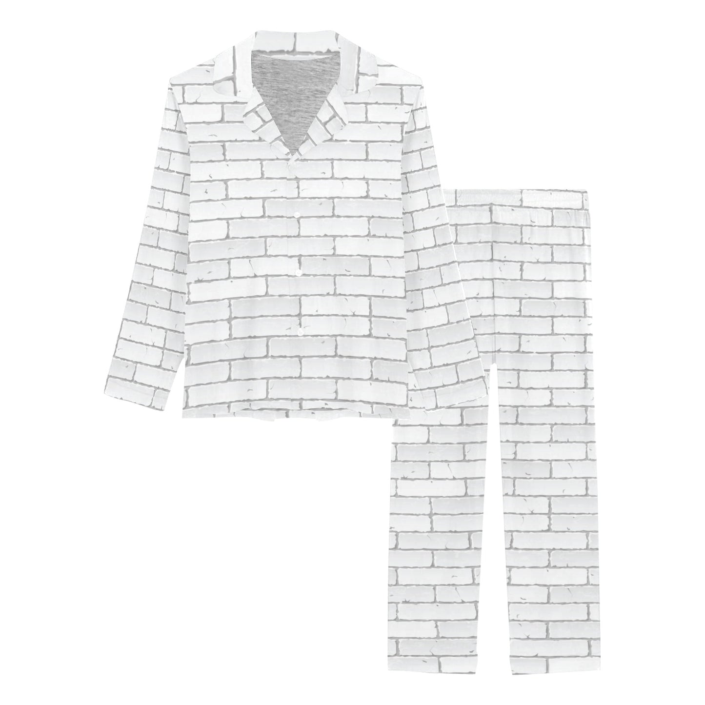 Brick White Pattern Print Design 03 Women's Long Pajama Set