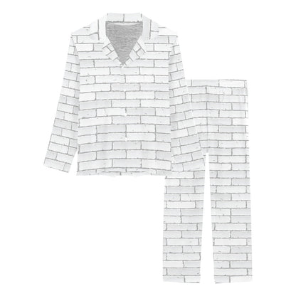 Brick White Pattern Print Design 03 Women's Long Pajama Set