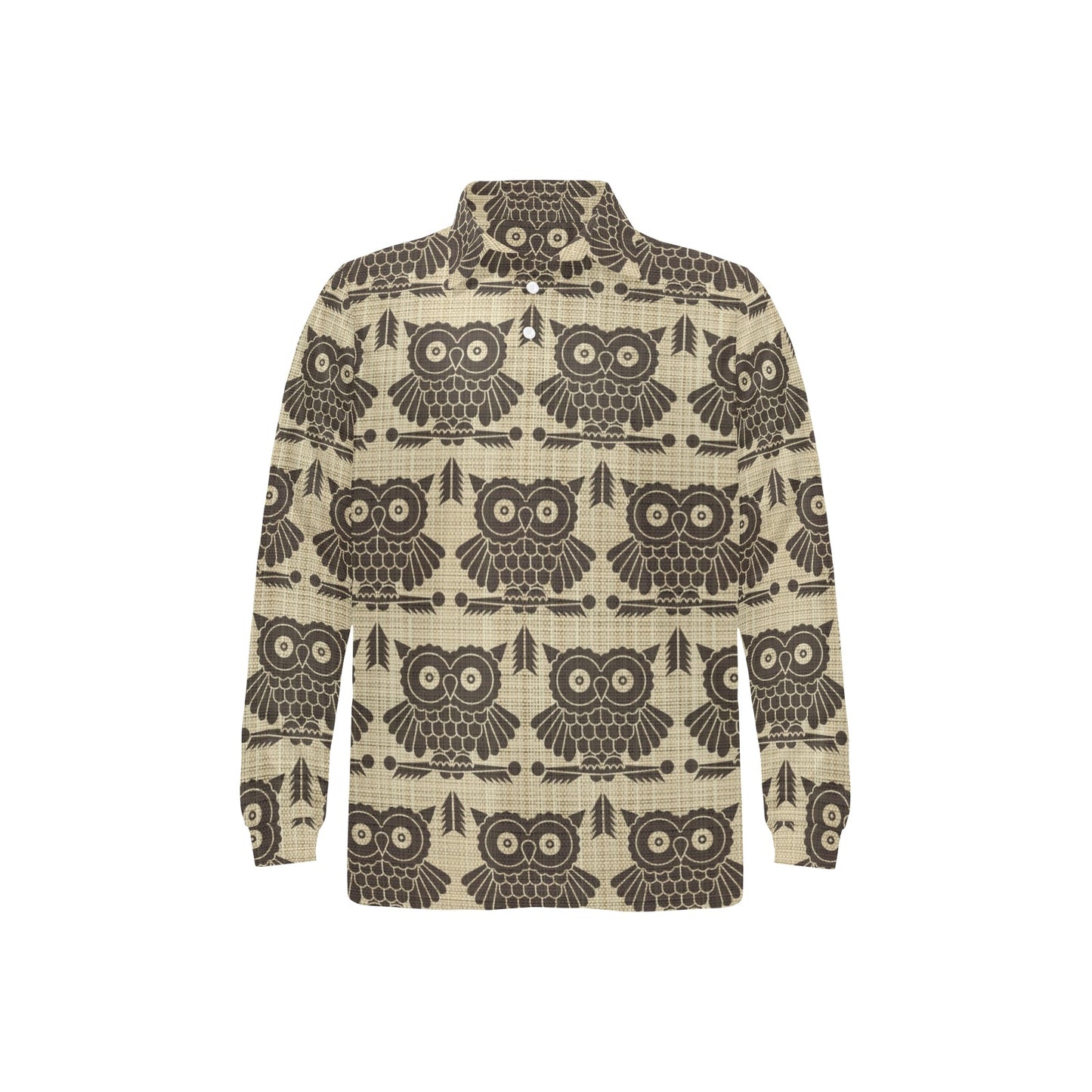 Owl Pattern Print Design A01 Long Sleeve Polo Shirt For Men's