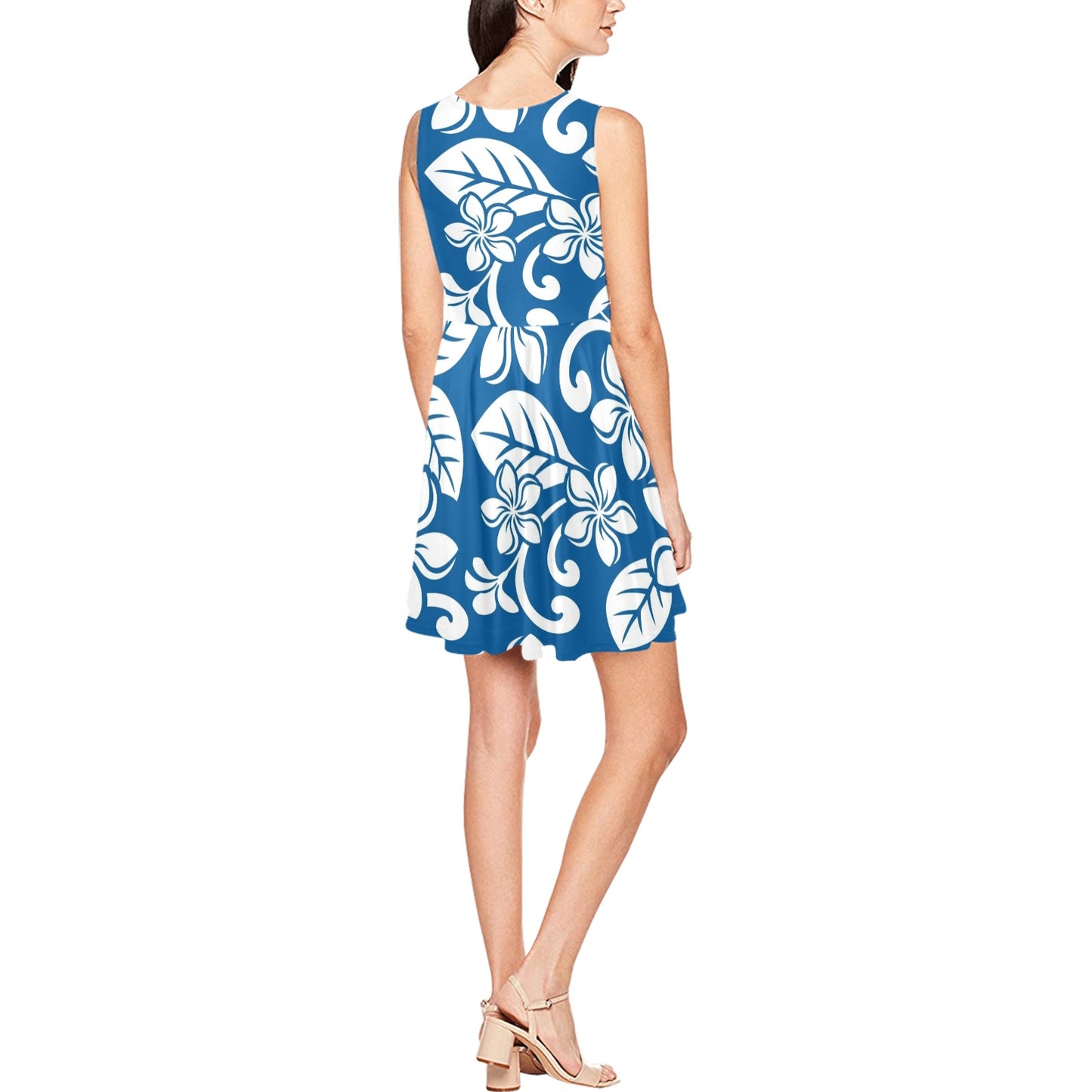 Plumeria Pattern Print Design PM013 Sleeveless Dress