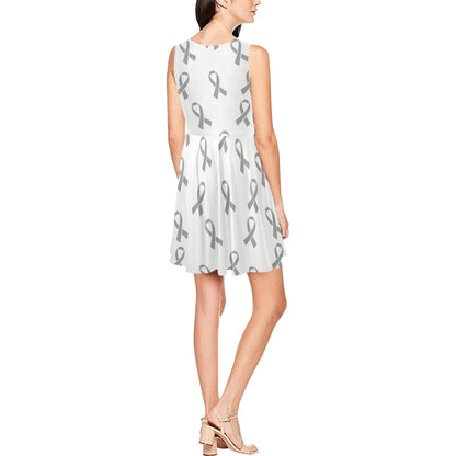 Brain cancer Pattern Print Design 01 Sleeveless Dress