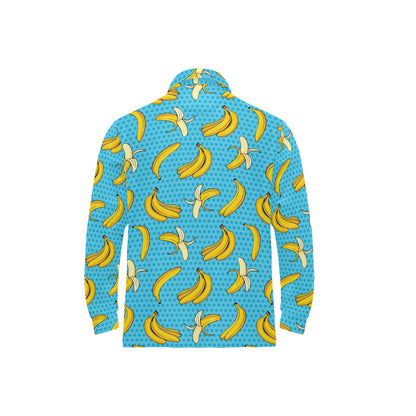 Banana Pattern Print Design BA08 Long Sleeve Polo Shirt For Men's