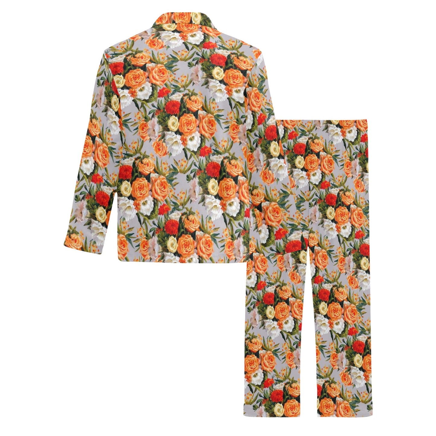 Lisianthus Pattern Print Design LT04 Men's Long Pajama Set