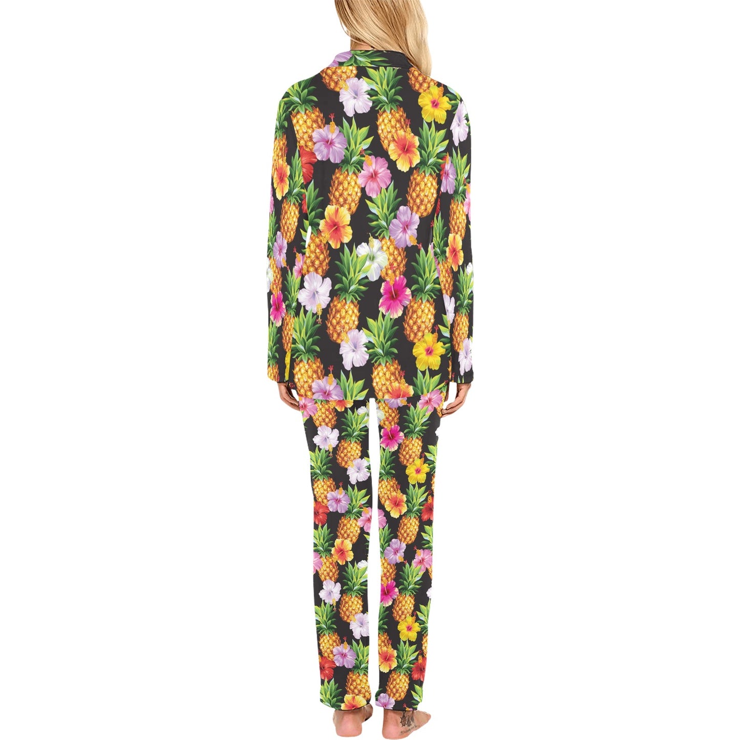 Pineapple Hibiscus Women's Long Pajama Set