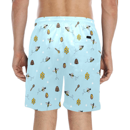 Honey Bee Print Design LKS307 Men's Swim Trunks Beach Shorts