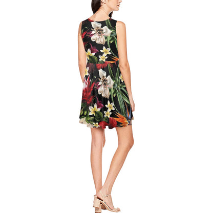 Summer Floral Pattern Print Design SF03 Sleeveless Dress