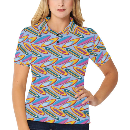 Surfboard Pattern Print Design LKS303 Women's Polo Shirt