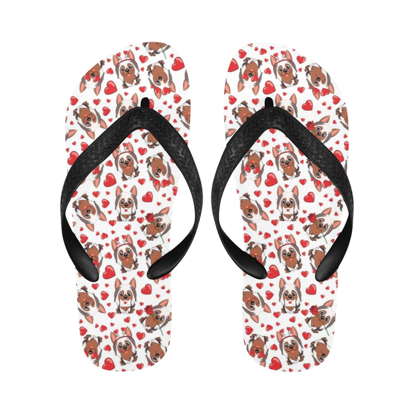 Silky Terriers Heart Print Design LKS302 Flip Flops