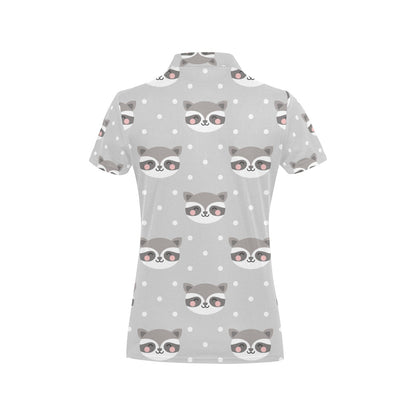 Raccoon Pattern Print Design A04 Women's Polo Shirt