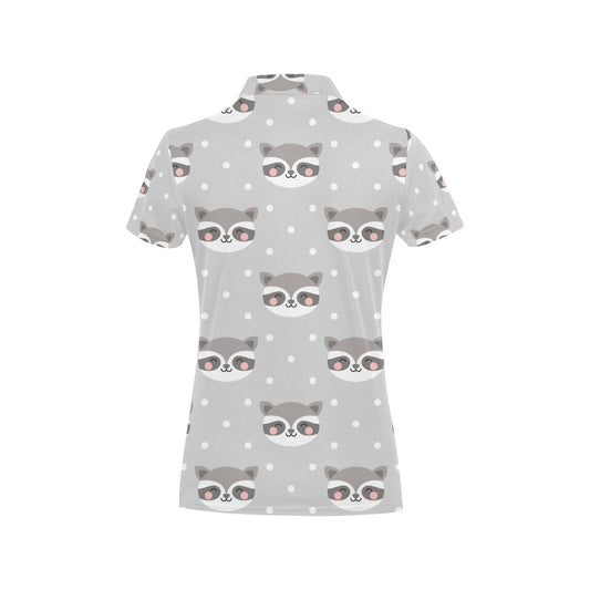 Raccoon Pattern Print Design A04 Women's Polo Shirt