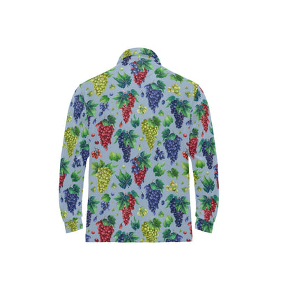 Grape Pattern Print Design GP06 Long Sleeve Polo Shirt For Men's