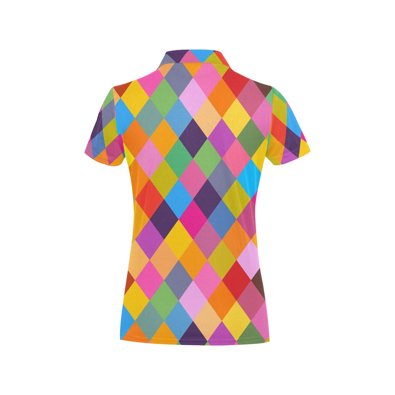 Harlequin Pattern Print Design 02 Women's Polo Shirt