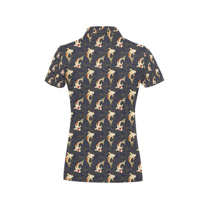 Koi Carp Japanese Design Themed Print Women's Polo Shirt