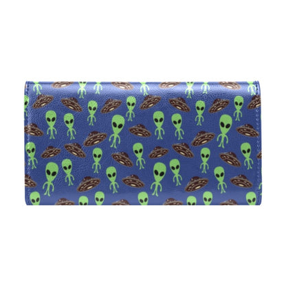 Alien Green UFO Pattern Women's Trifold Wallet