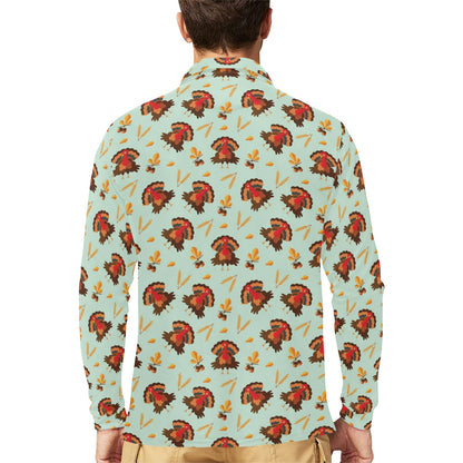 Thanksgiving Print Design LKS309 Long Sleeve Polo Shirt For Men's