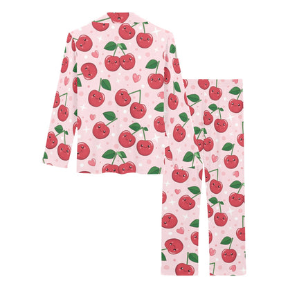 Cherry Pattern Print Design CH02 Women's Long Pajama Set