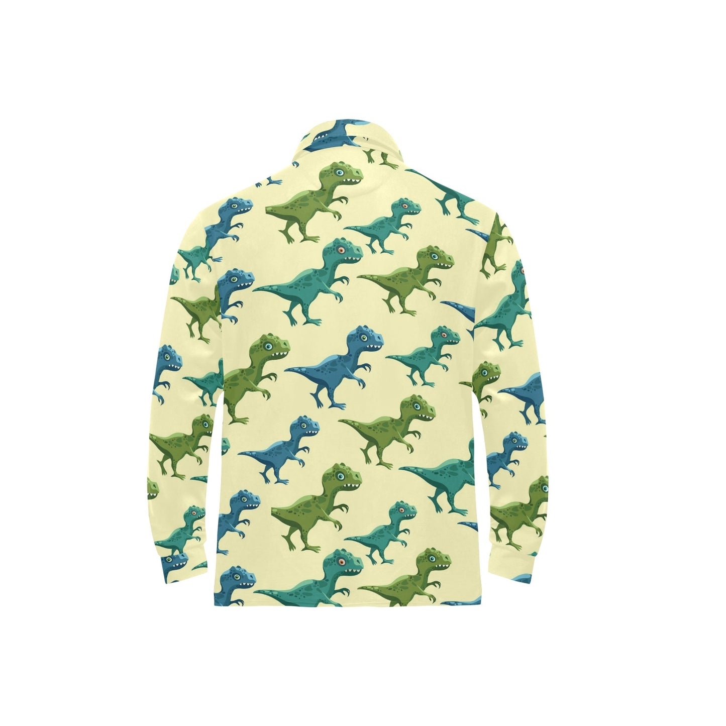T Rex Pattern Print Design A04 Long Sleeve Polo Shirt For Men's