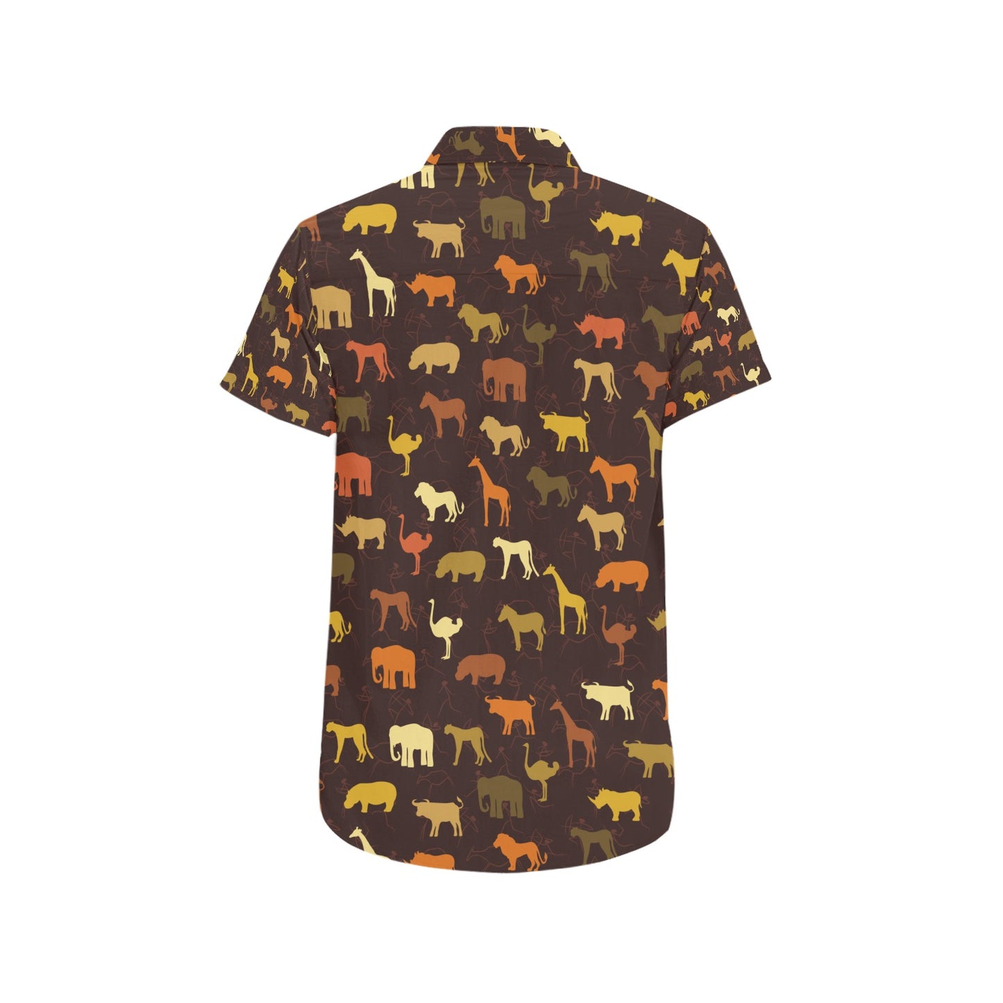 Safari Animal Print Design LKS301 Men Short Sleeve Button Up Shirt