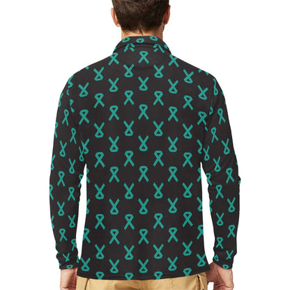 Ovarian cancer Pattern Print Design A01 Long Sleeve Polo Shirt For Men's