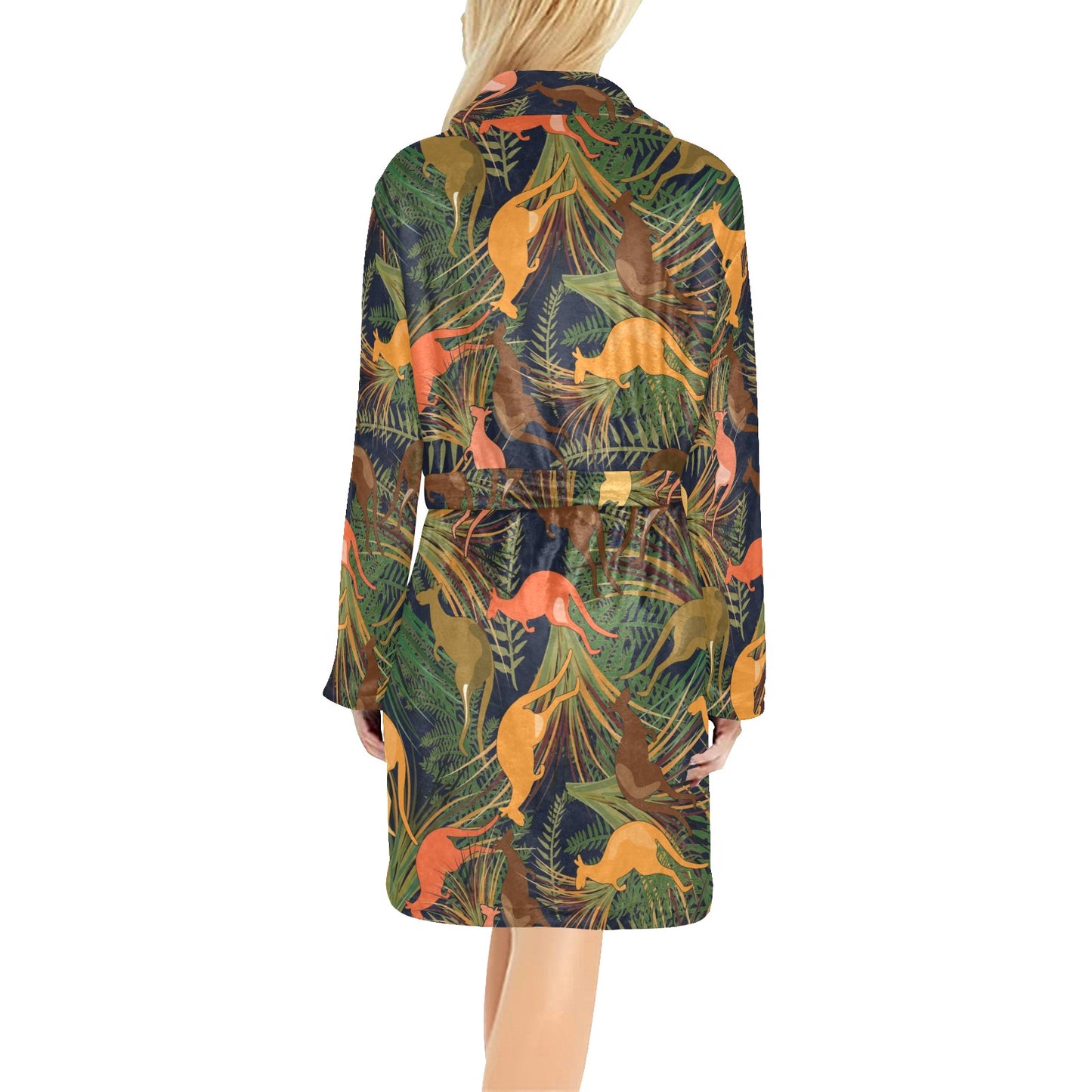 Kangaroos Pattern Print Design 07 Women's Fleece Robe
