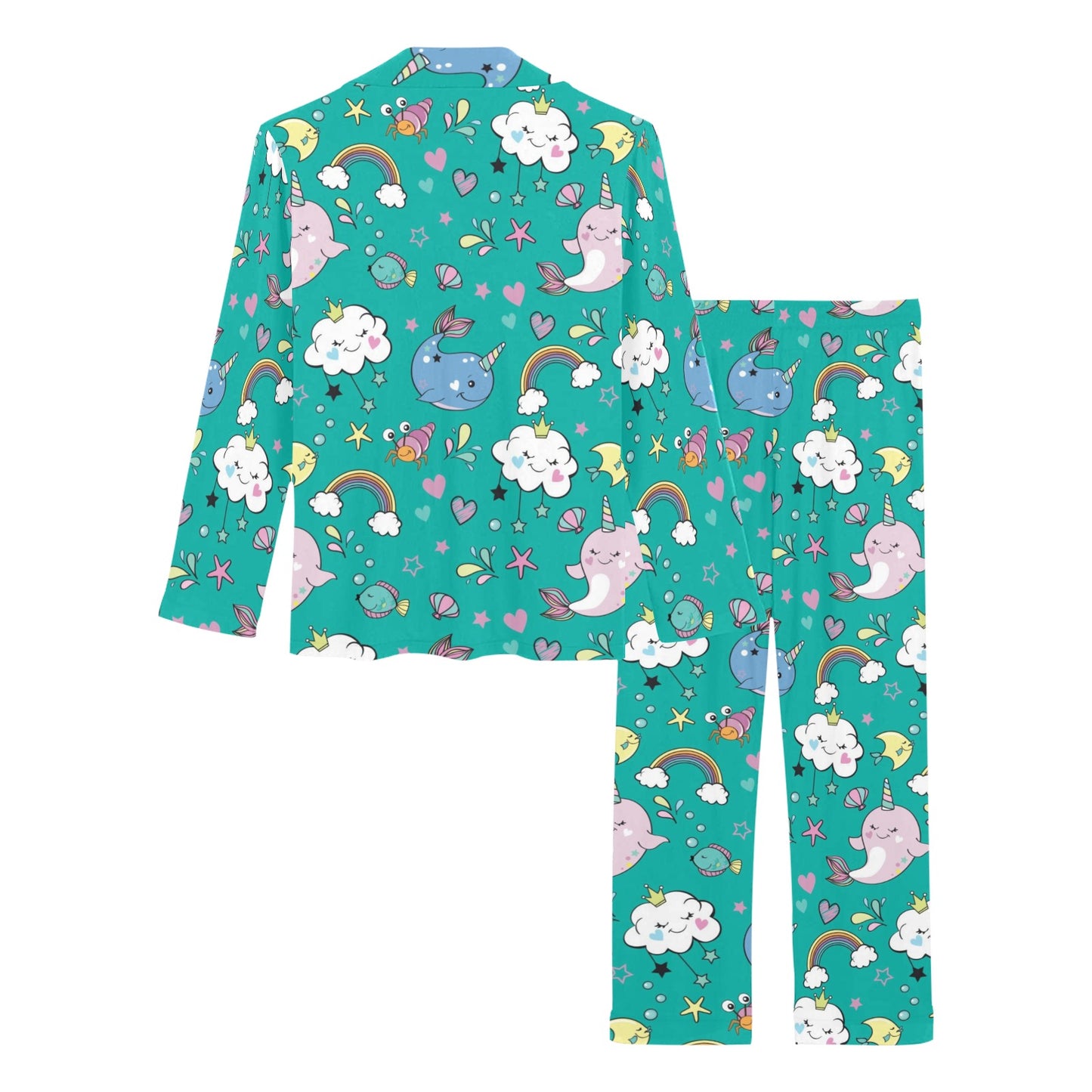 Narwhal Pattern Print Design 04 Women's Long Pajama Set