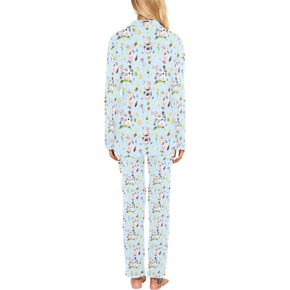 Cow Happy Pattern Print Design 05 Women's Long Pajama Set