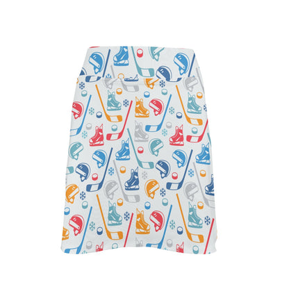 Hockey Equipment Print Design LKS301 17" Golf & Pickleball Skort with Pockets