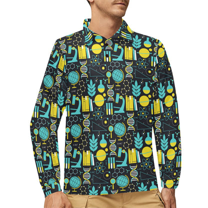 Science Print Design LKS301 Long Sleeve Polo Shirt For Men's