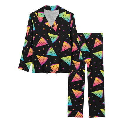 Rainbow Watermelon Pattern Print Design A04 Women's Long Pajama Set