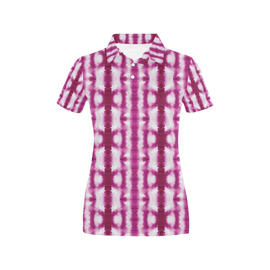 Tie Dye Dark Pink Print Design LKS303 Women's Polo Shirt