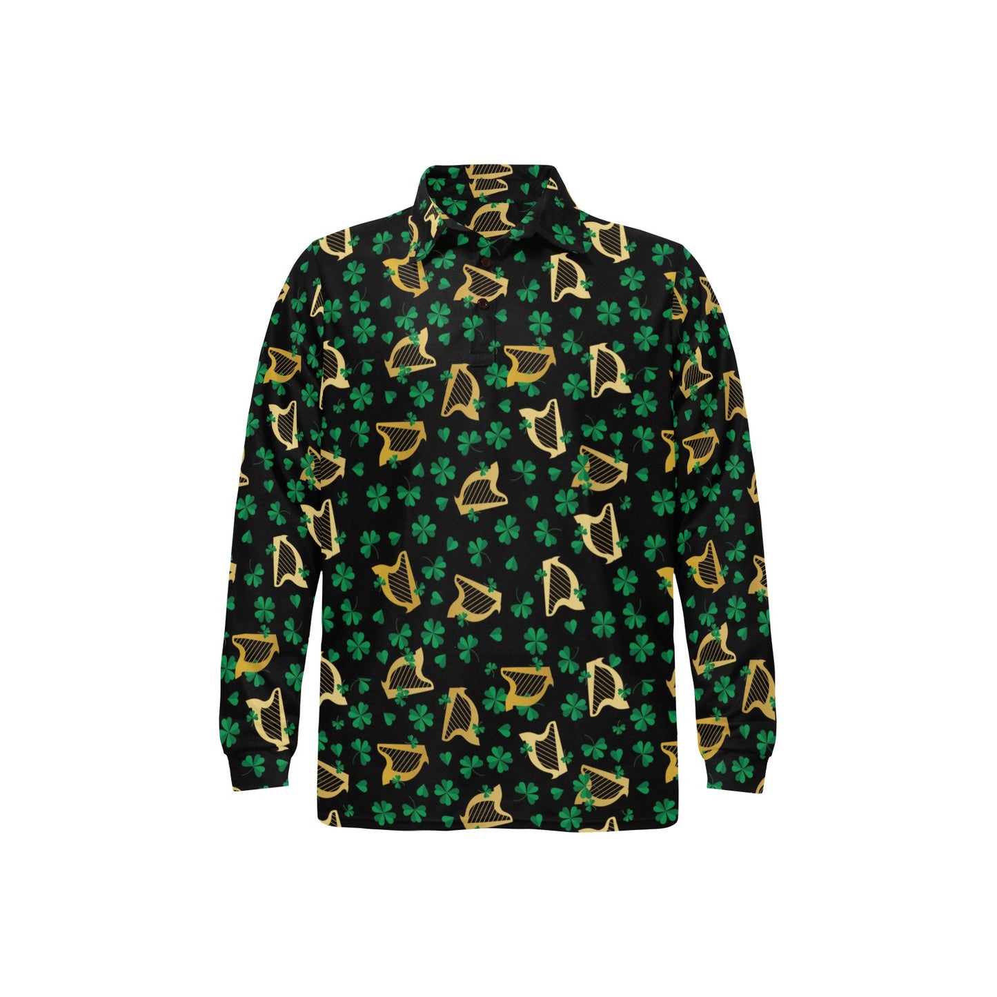 Harp Print Design LKS402 Long Sleeve Polo Shirt For Men's