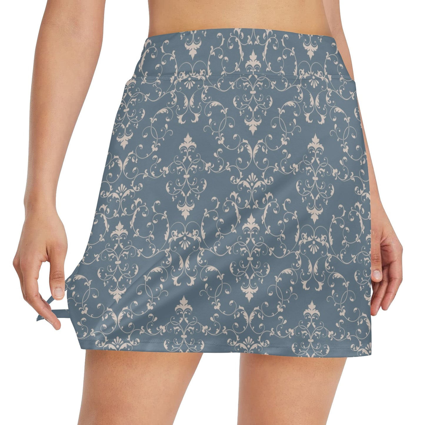 Damask Elegant Teal Print Pattern 17" Golf & Pickleball Skort with Pockets