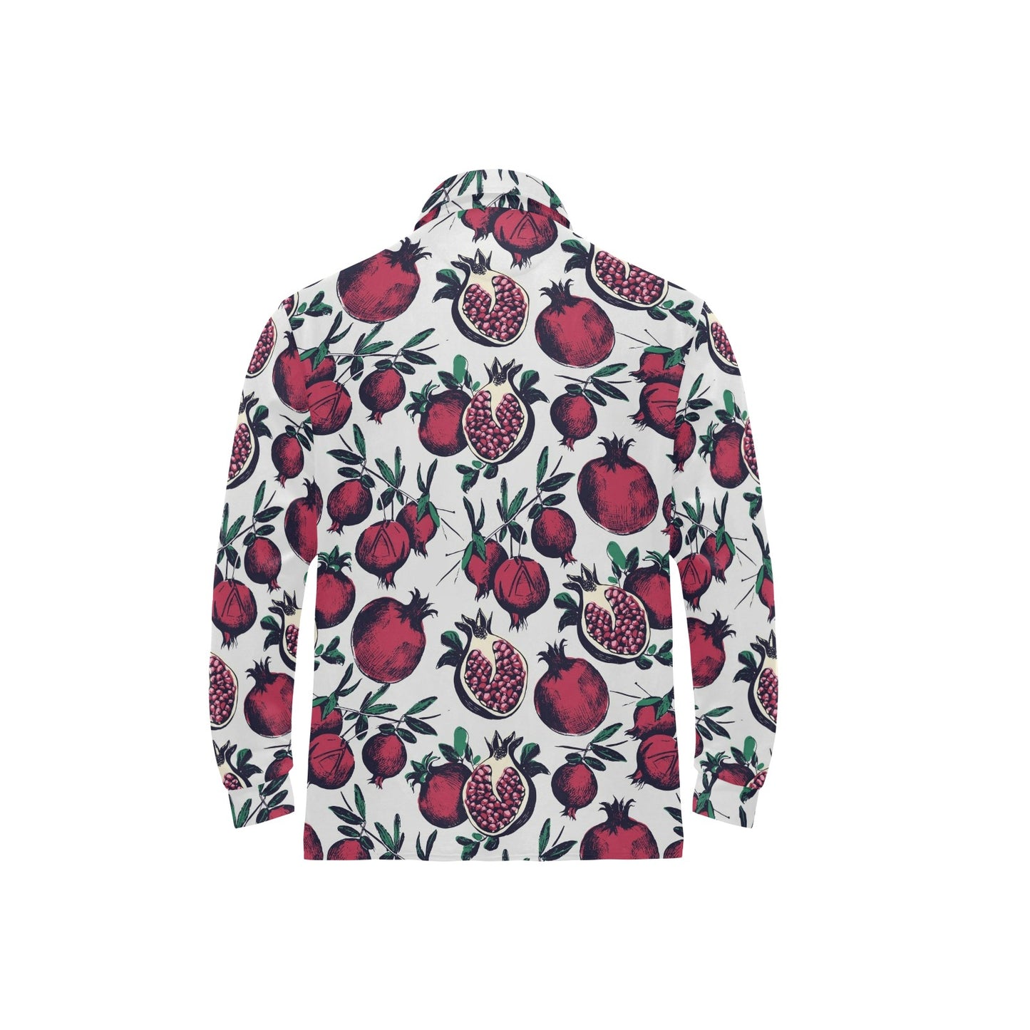 Pomegranate Pattern Print Design PG01 Long Sleeve Polo Shirt For Men's