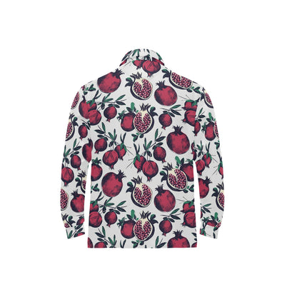Pomegranate Pattern Print Design PG01 Long Sleeve Polo Shirt For Men's