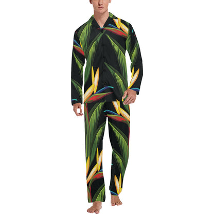 Bird Of Paradise Pattern Print Design BOP012 Men's Long Pajama Set