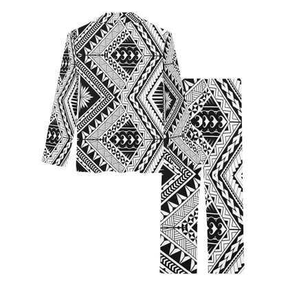 Samoan Tattoo Style Print Design LKS307 Women's Long Pajama Set