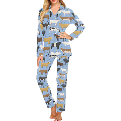 Cattle Pattern Print Design 02 Women's Long Pajama Set