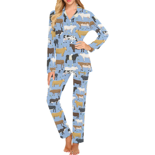 Cattle Pattern Print Design 02 Women's Long Pajama Set